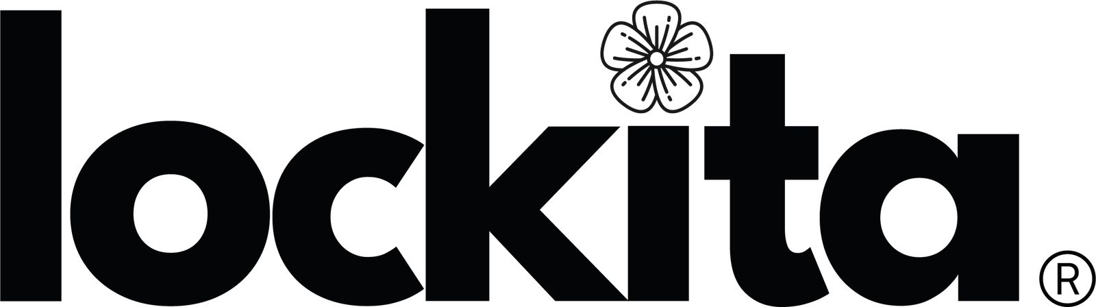 Lockita Logo in schwarz mit Blume auf dem i Punkt